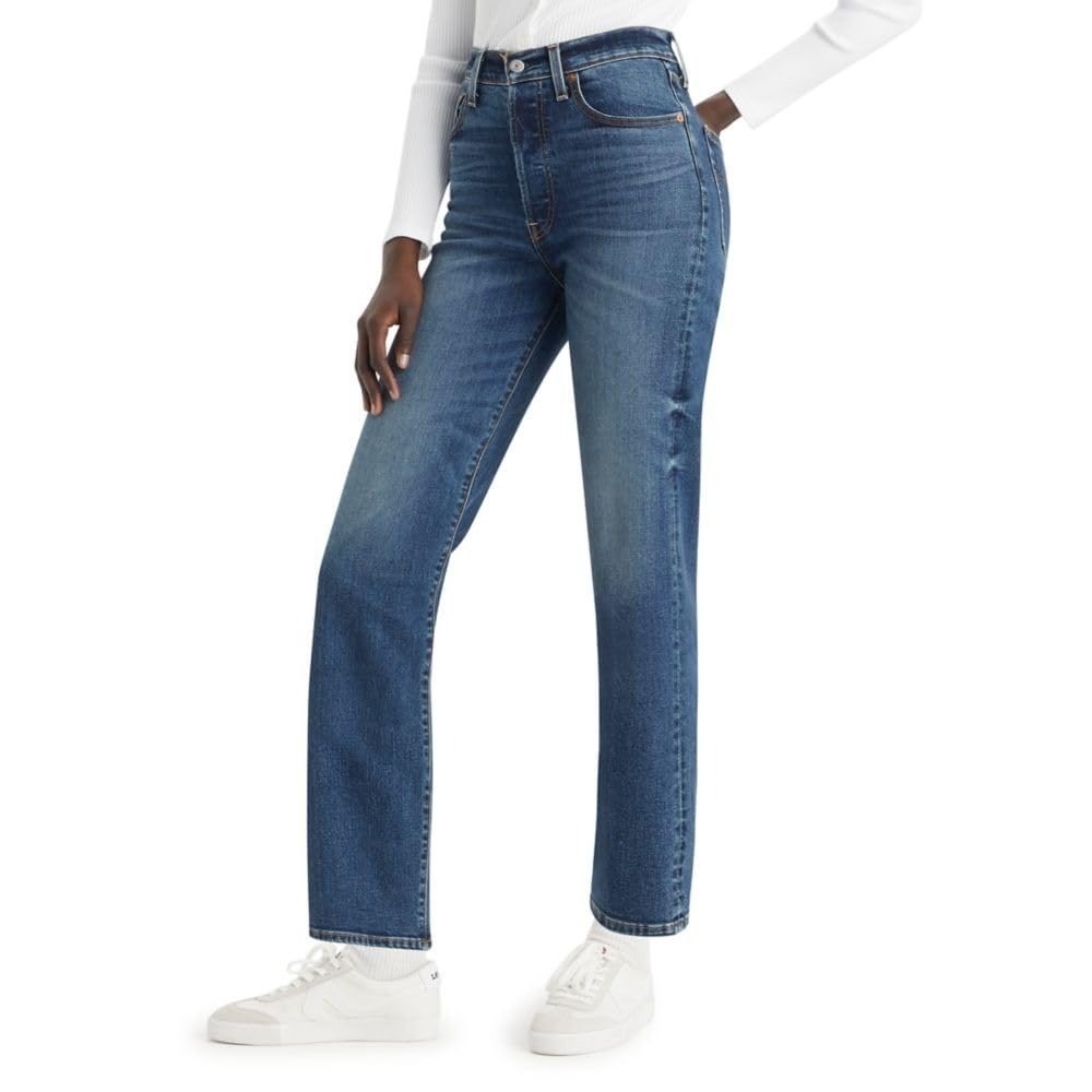 Levi's Ribcage Straight Ankle Jeans Medium Wash Super High Rise Women's 26 x 27